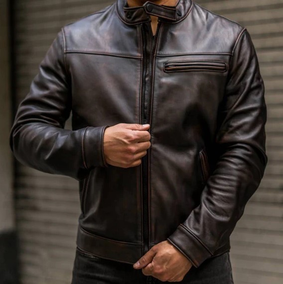 Men's Roadster Jacket In Tan 'Walnut' Leather - Thursday Boot Company