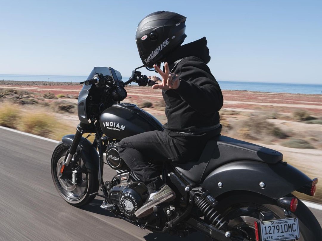 Bell Motorcycle helmet worn on the road