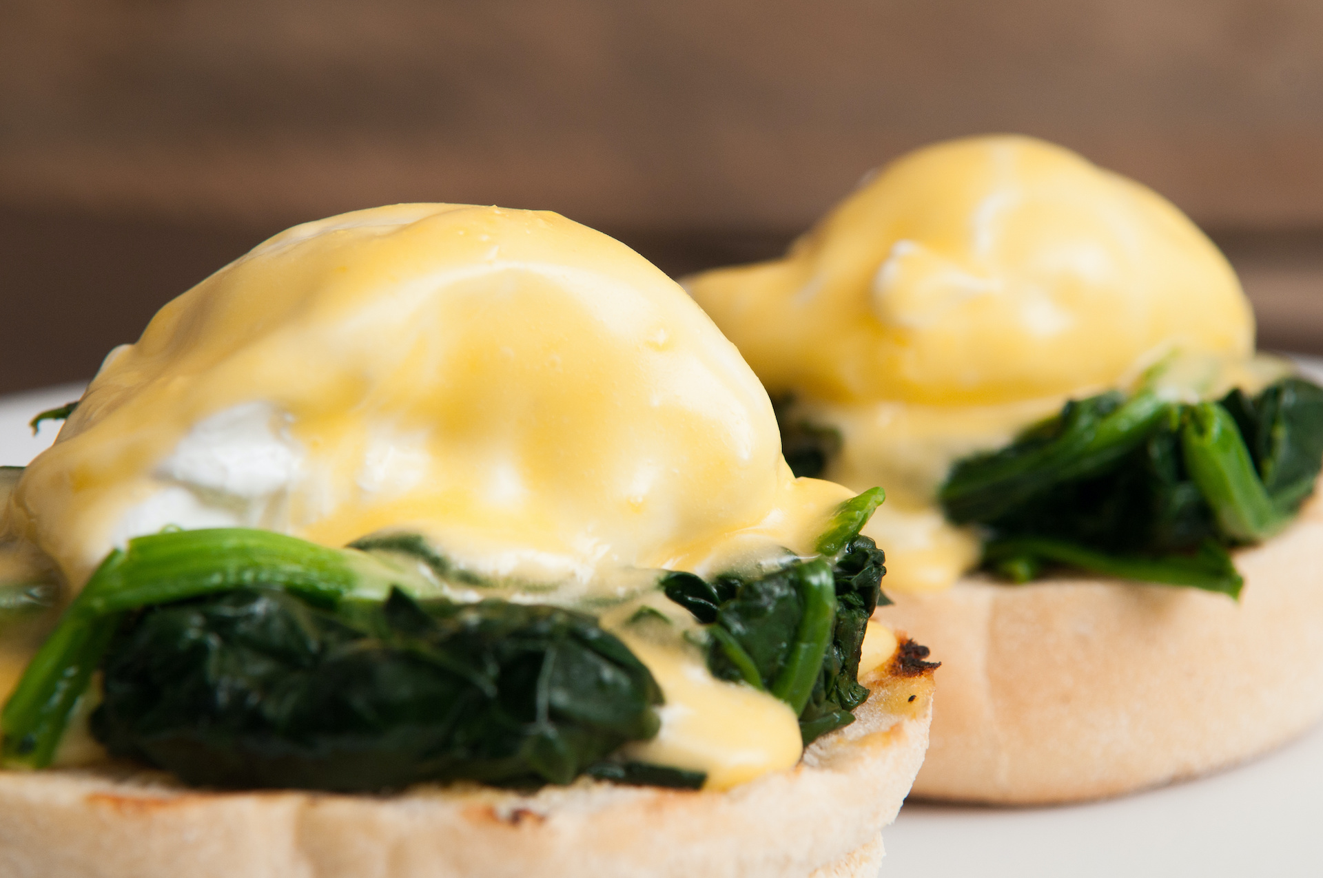 Eggs Florentine on a white plate