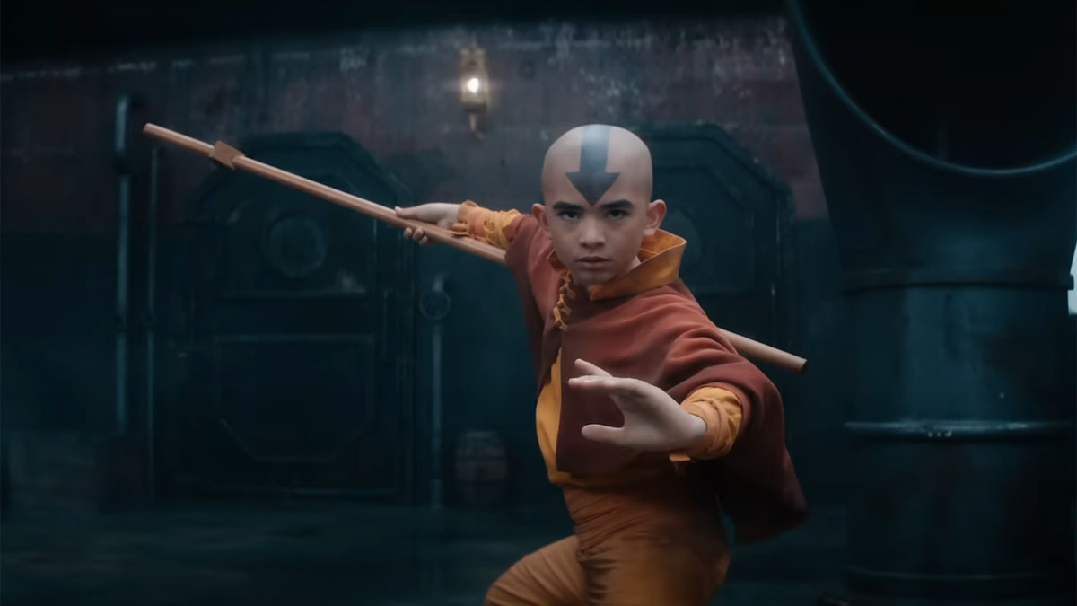 Gordon Cormier as Aang in Avatar: The Last Airbender.