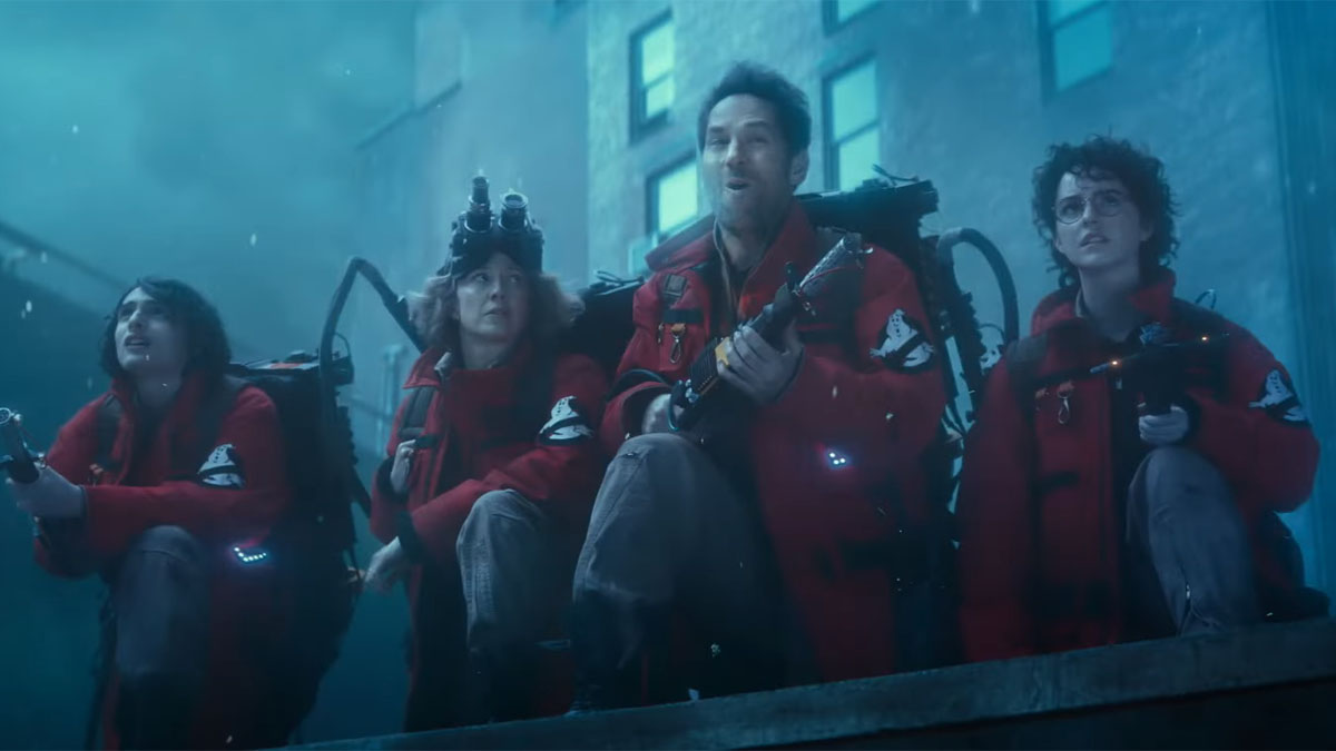 The cast of Ghostbusters: Frozen Empire.