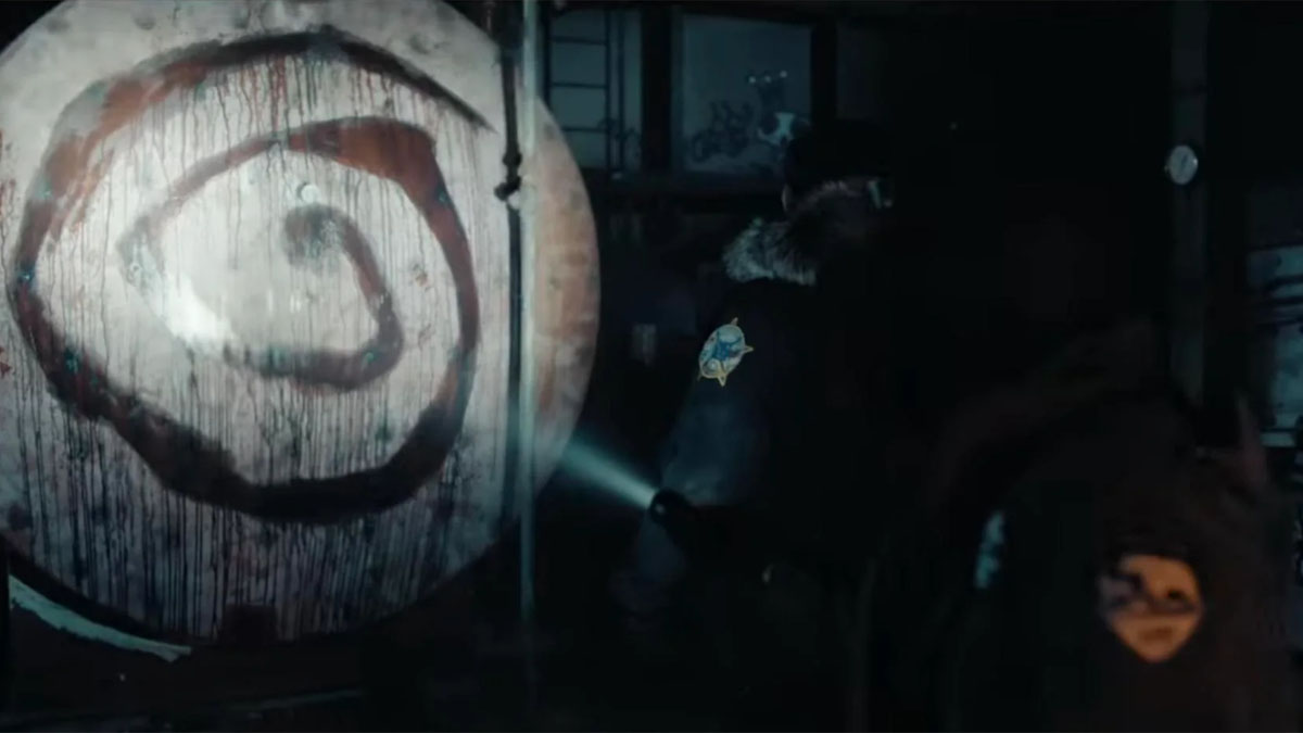 A close-up of the spiral symbol from True Detective: Night Country.