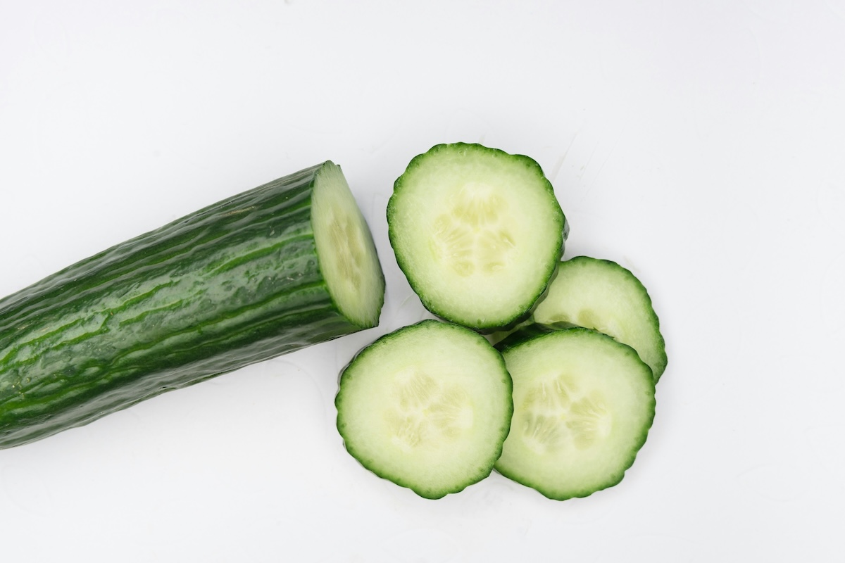 cucumber slices on a white background