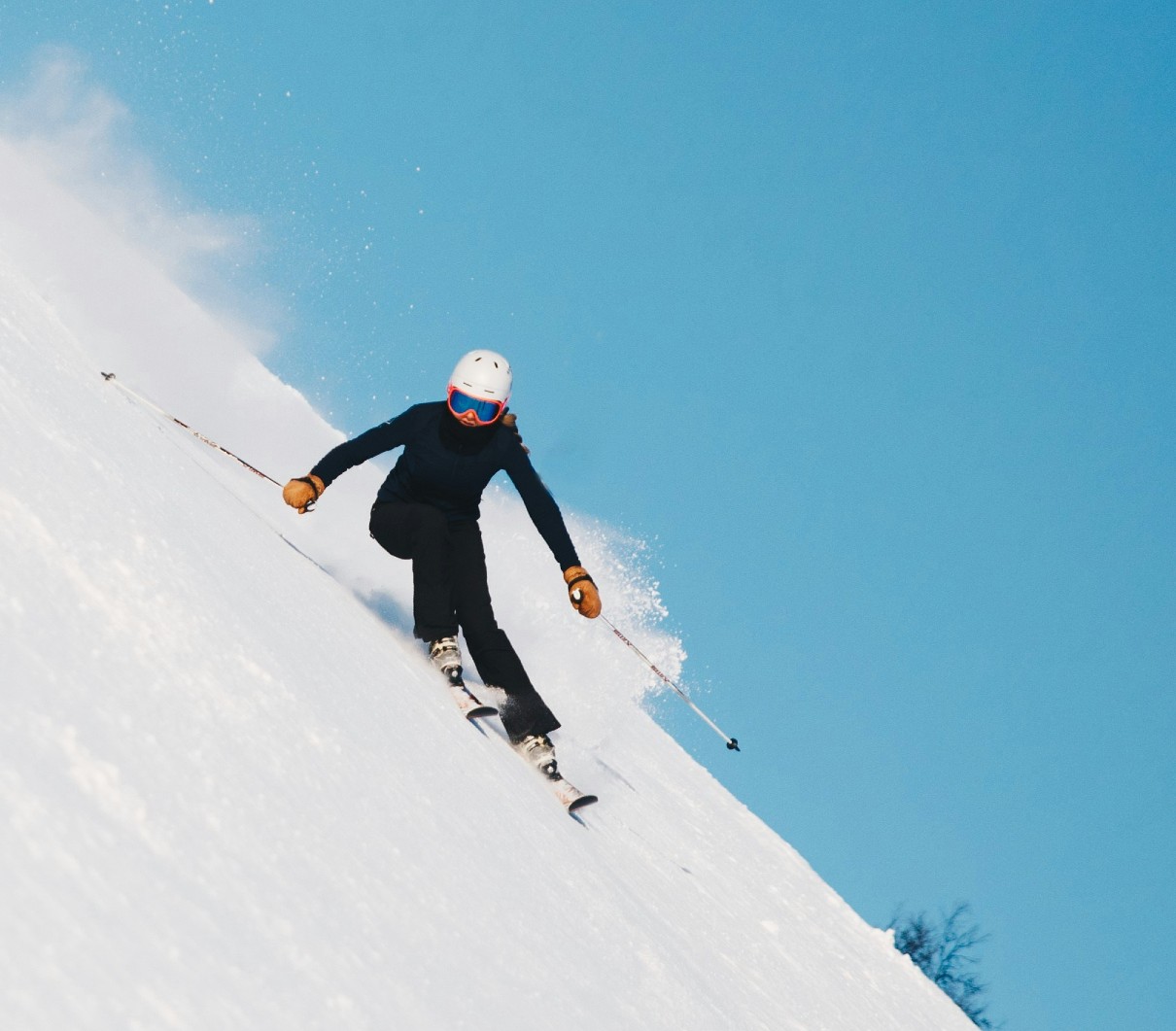 Skiing steep terrain