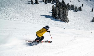 Skier at Vail in a puffy jacket