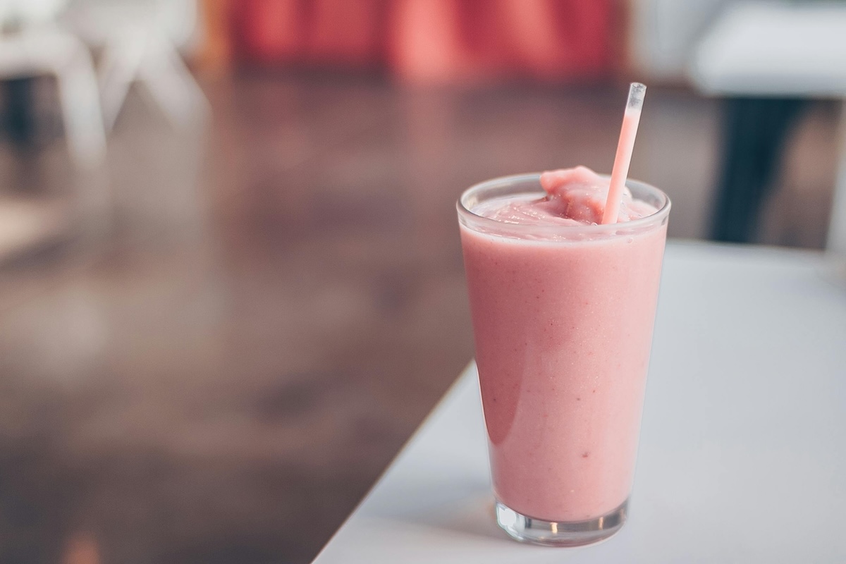 a pink smoothie