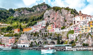 Buildings along cliffs on Amalfi Coast