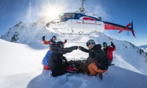 People heli-skiing in New Zealand