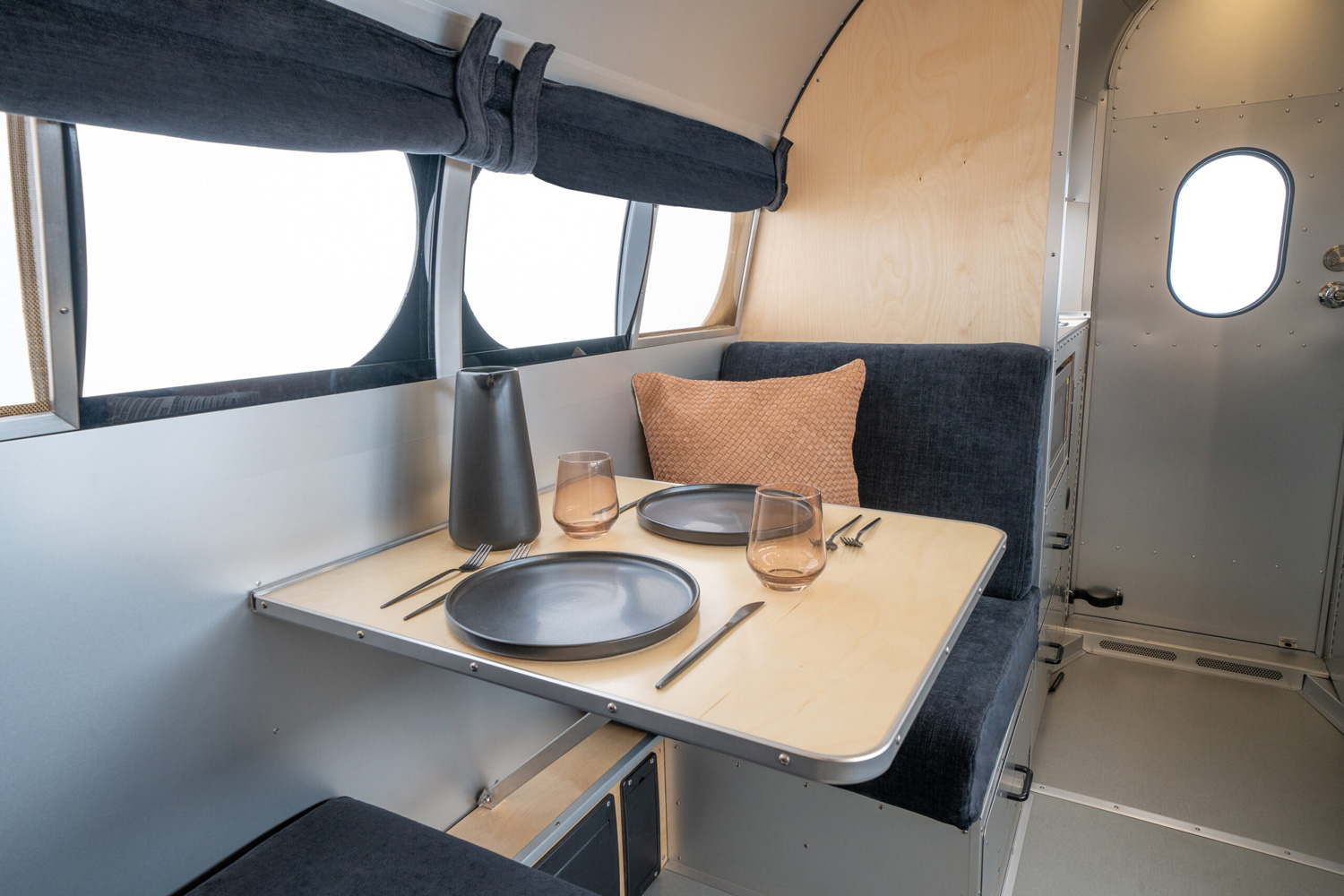 Bowlus Rivet Travel Trailer Dinette.