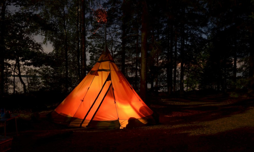 Camping at night