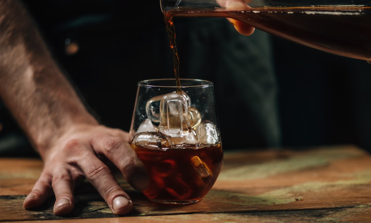 Pouring cold brew coffee