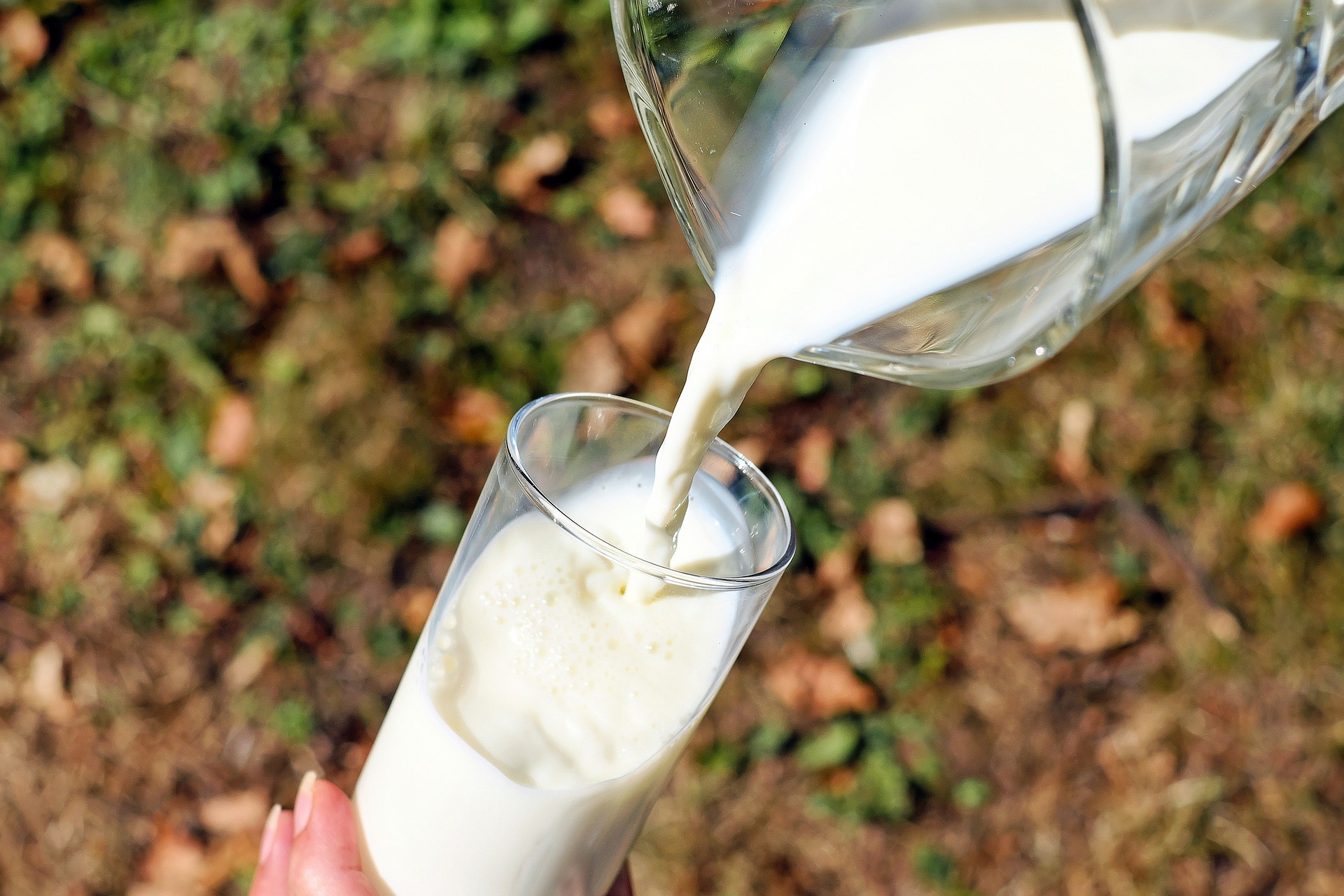 Milk being poured into a glass