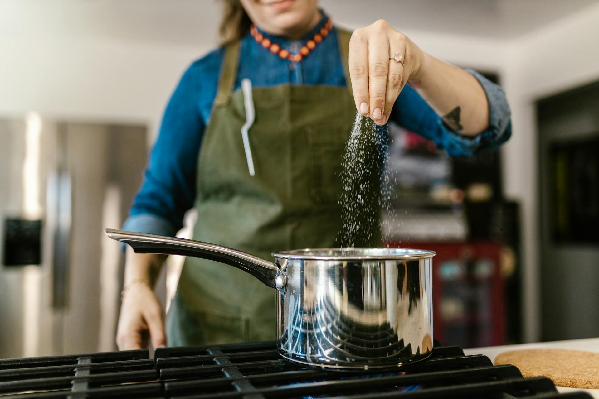 Cook salting pot on the stove