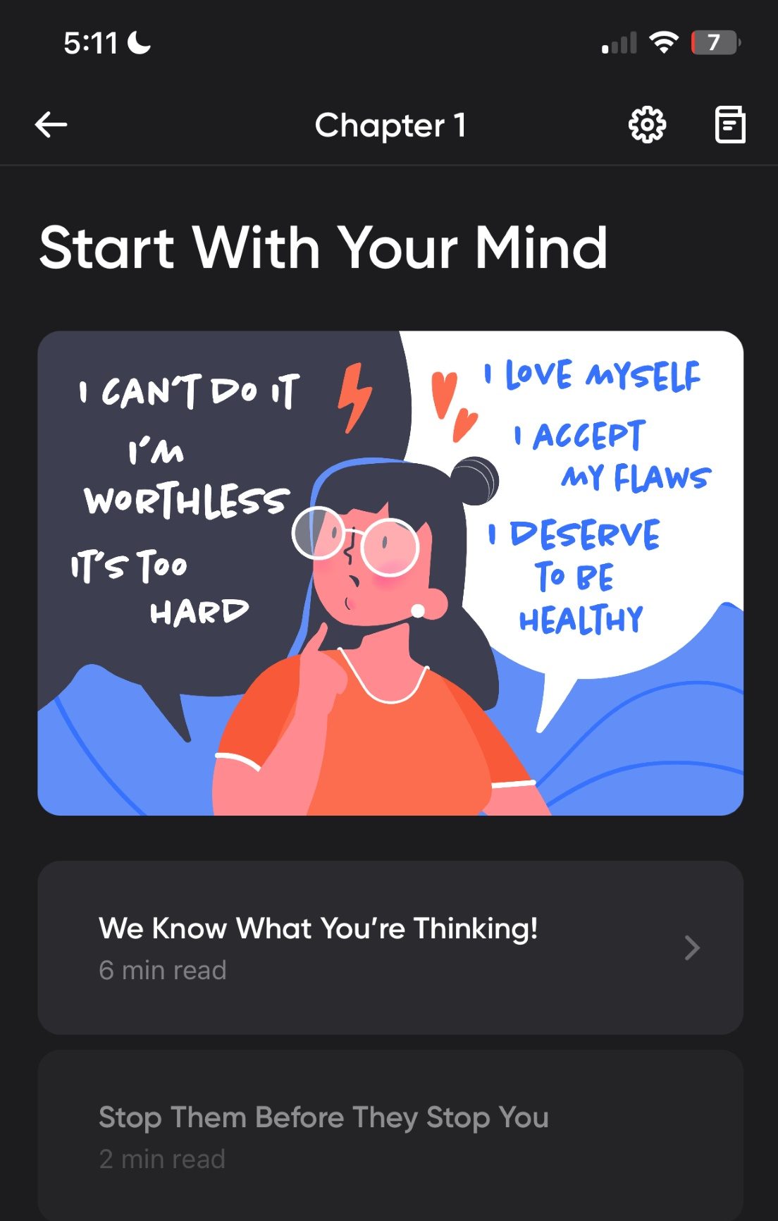 mindset modules for better me health coaching app