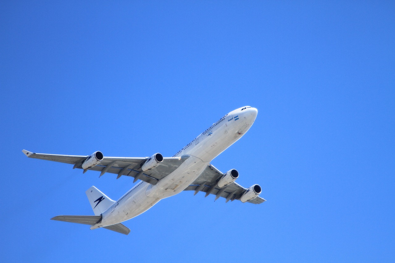 Plane in clear blue sky