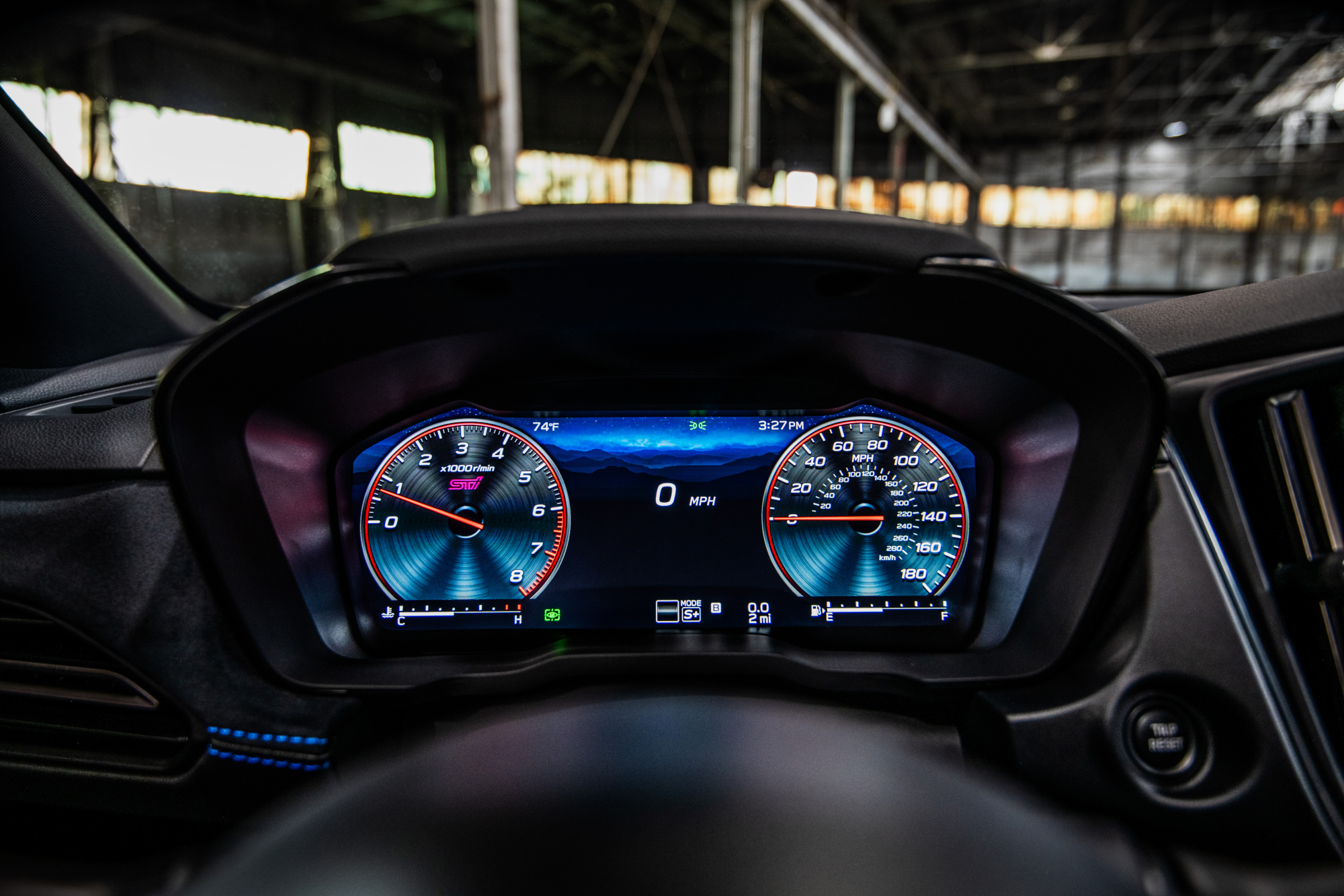2025 Subaru WRX TS dashboard with 12.3-inch driver information display.