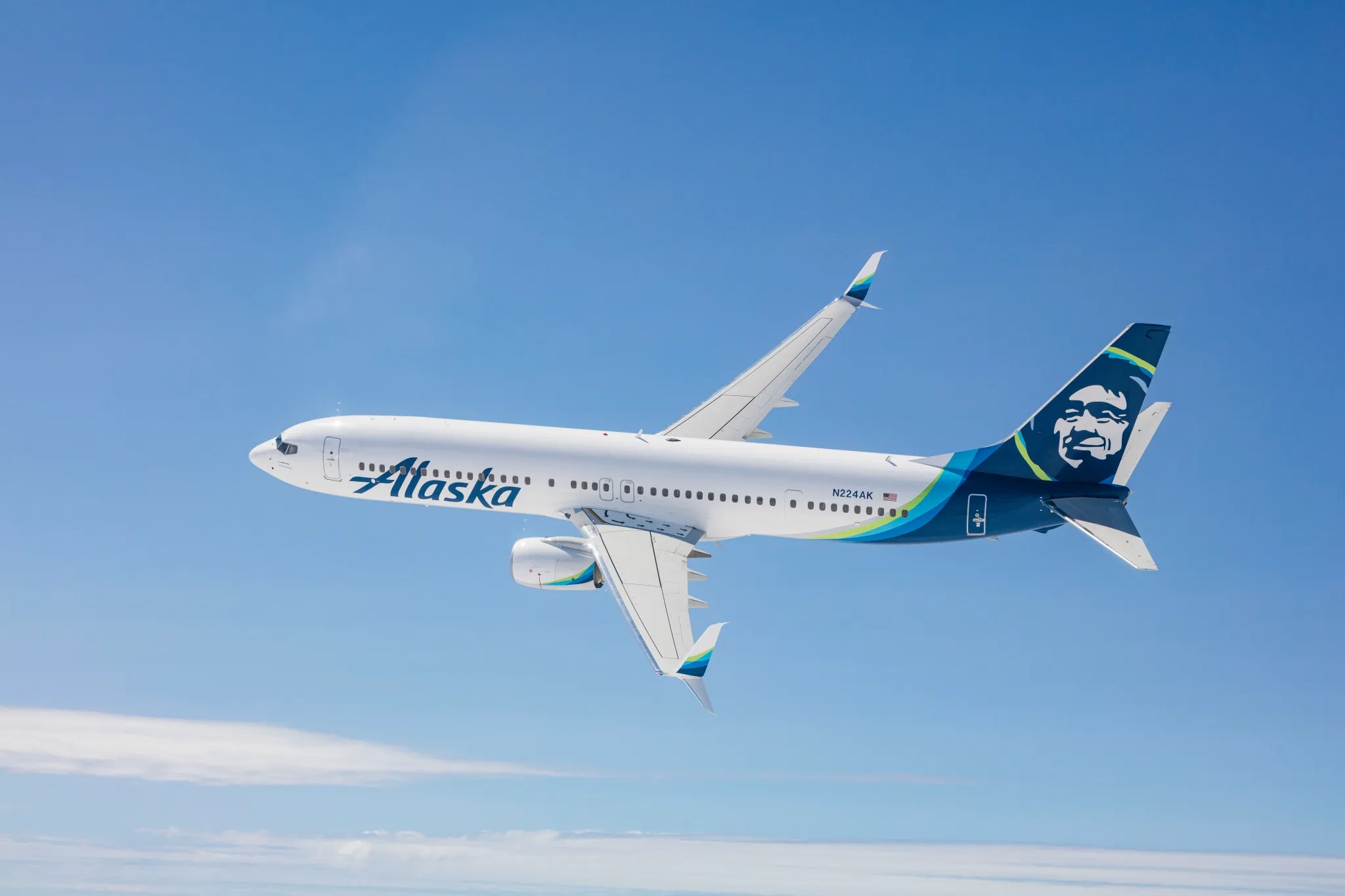 Alaska Airlines airplane in the sky