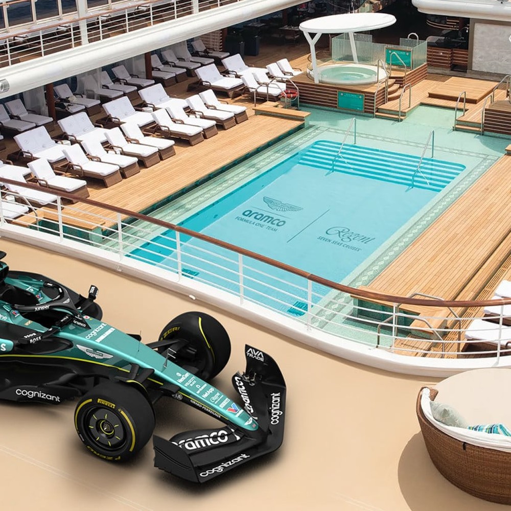 Aston Martin F1 car on Spotlight Voyage