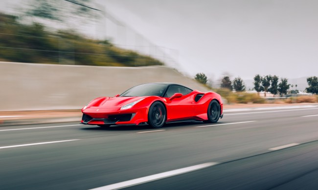 Ferrari 488 Pista driving on the highway by itself