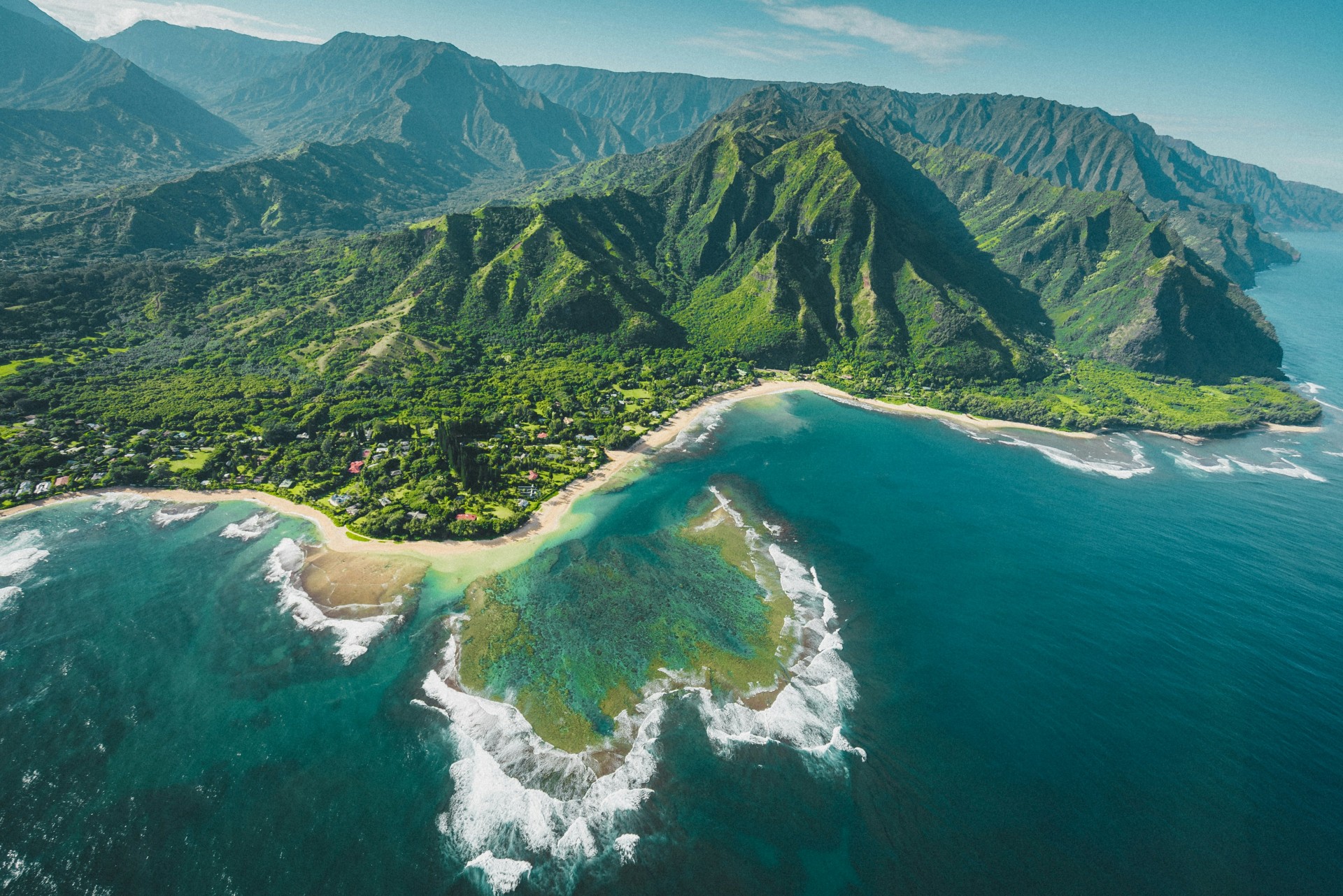 Mountains and coastline of Kauai, Hawaii