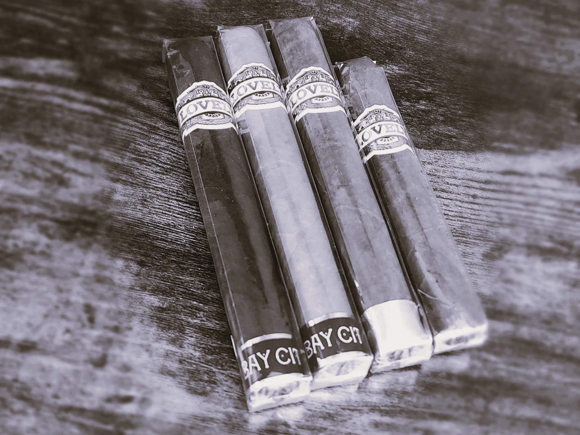 Lovely Cigars four main labels in black and white