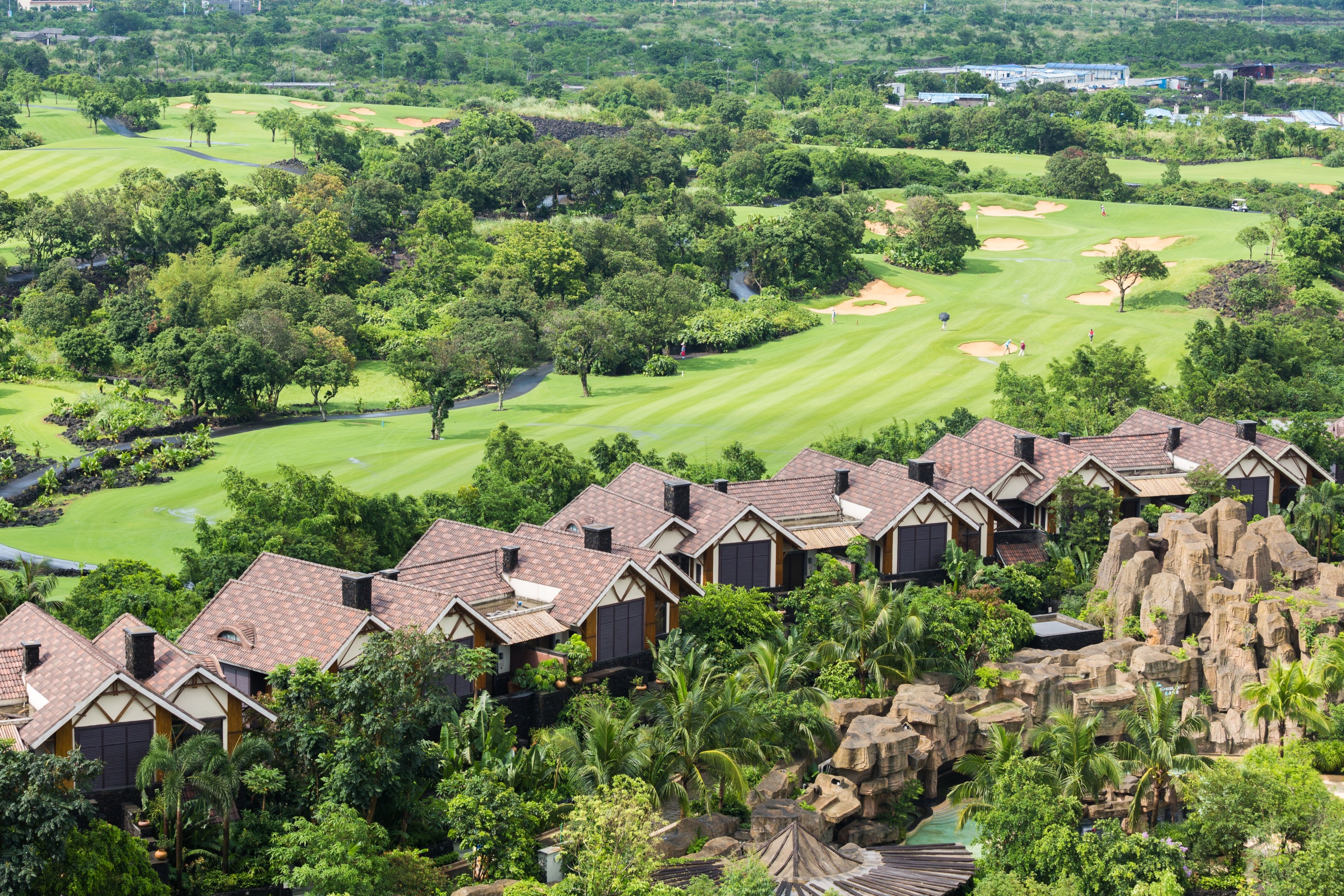 High angle view of Mission Hill Haikou golf course in Hainan, China
