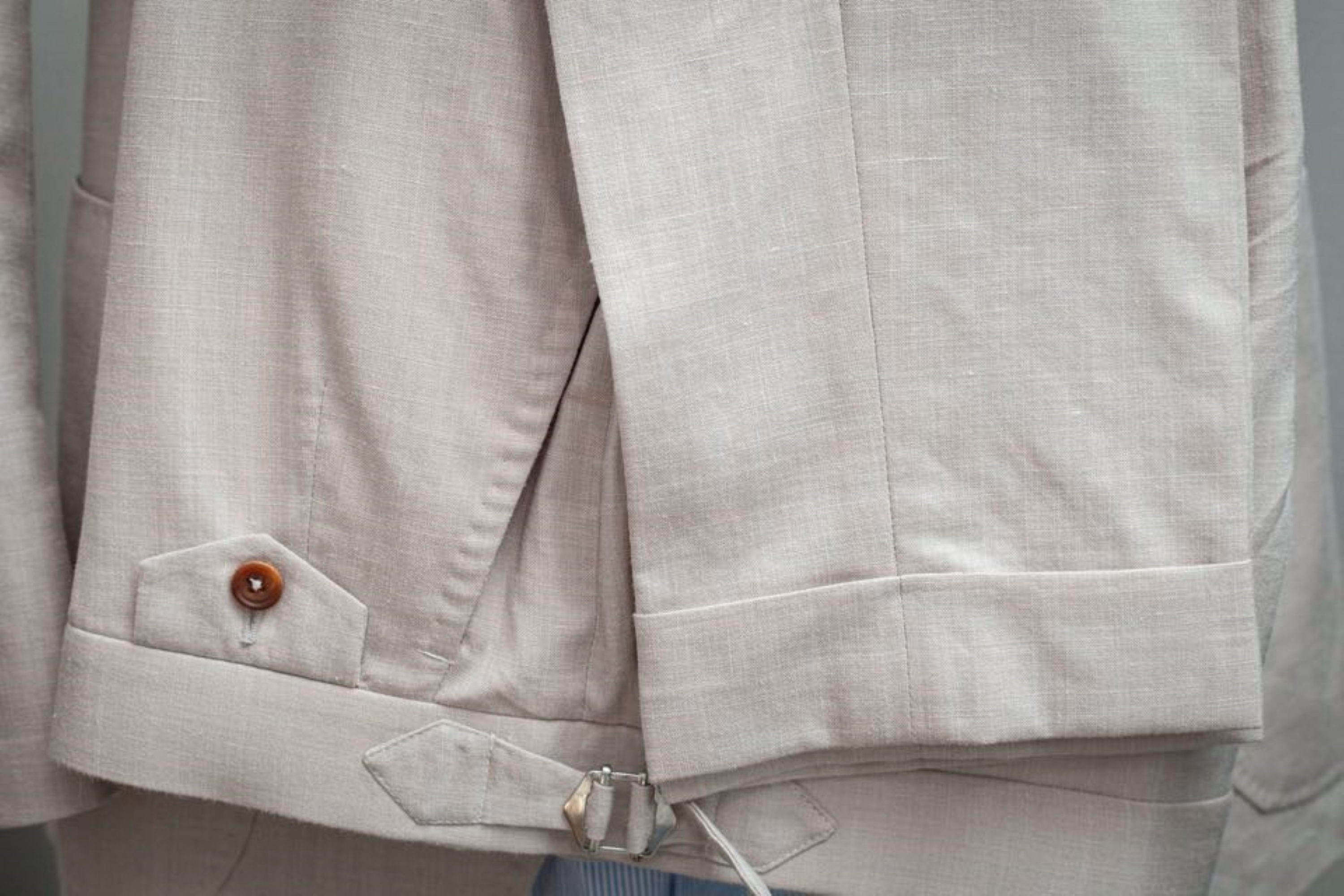 cream colored linen trousers