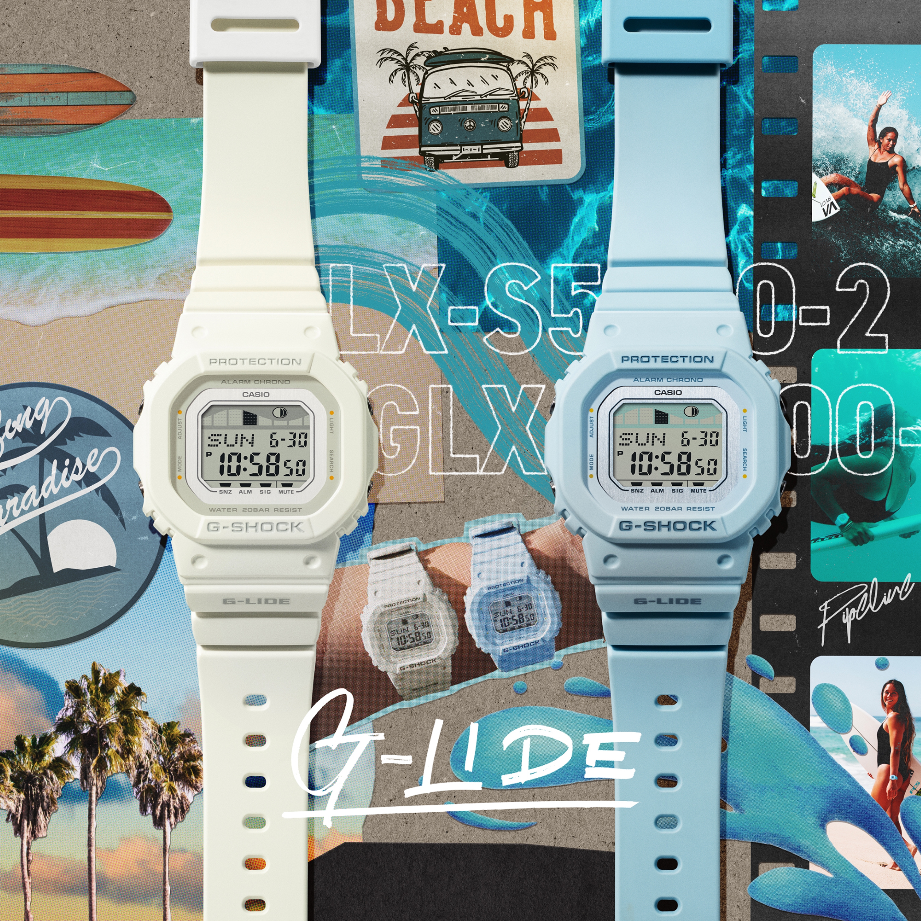 G-Shock G-lide in blue and white