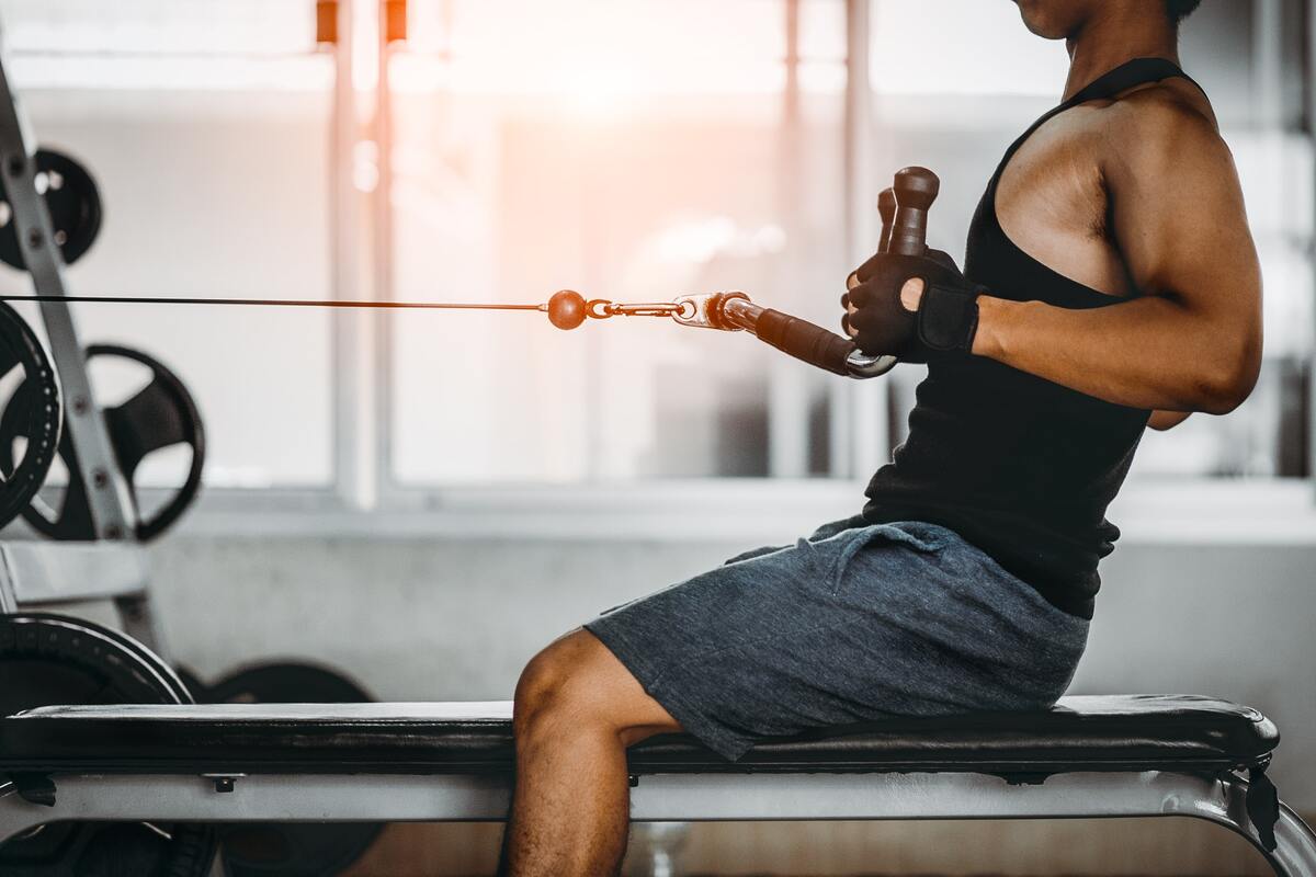 Man doing cable rows.