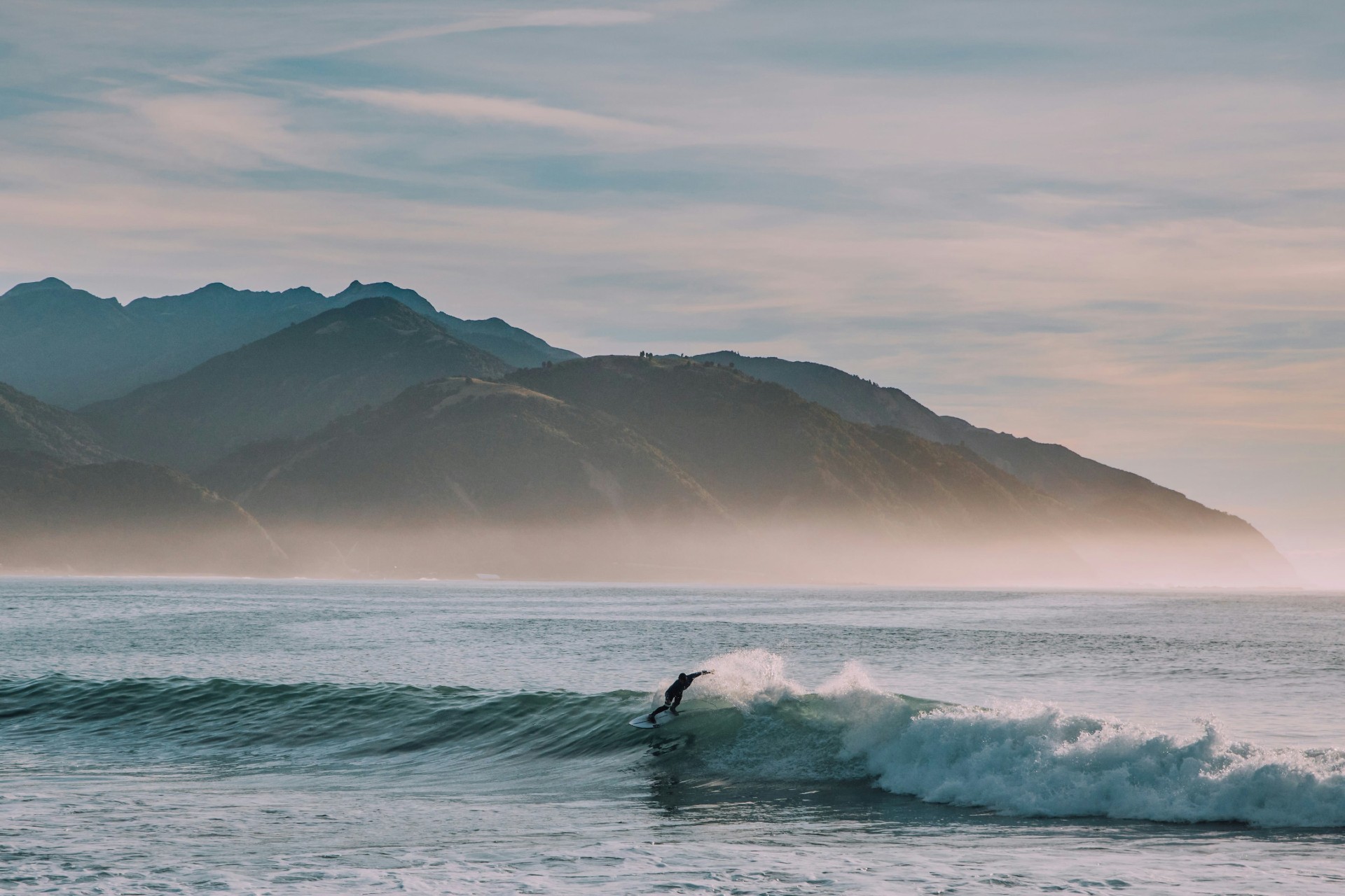 Surfer in Kaikoura, New Zealand