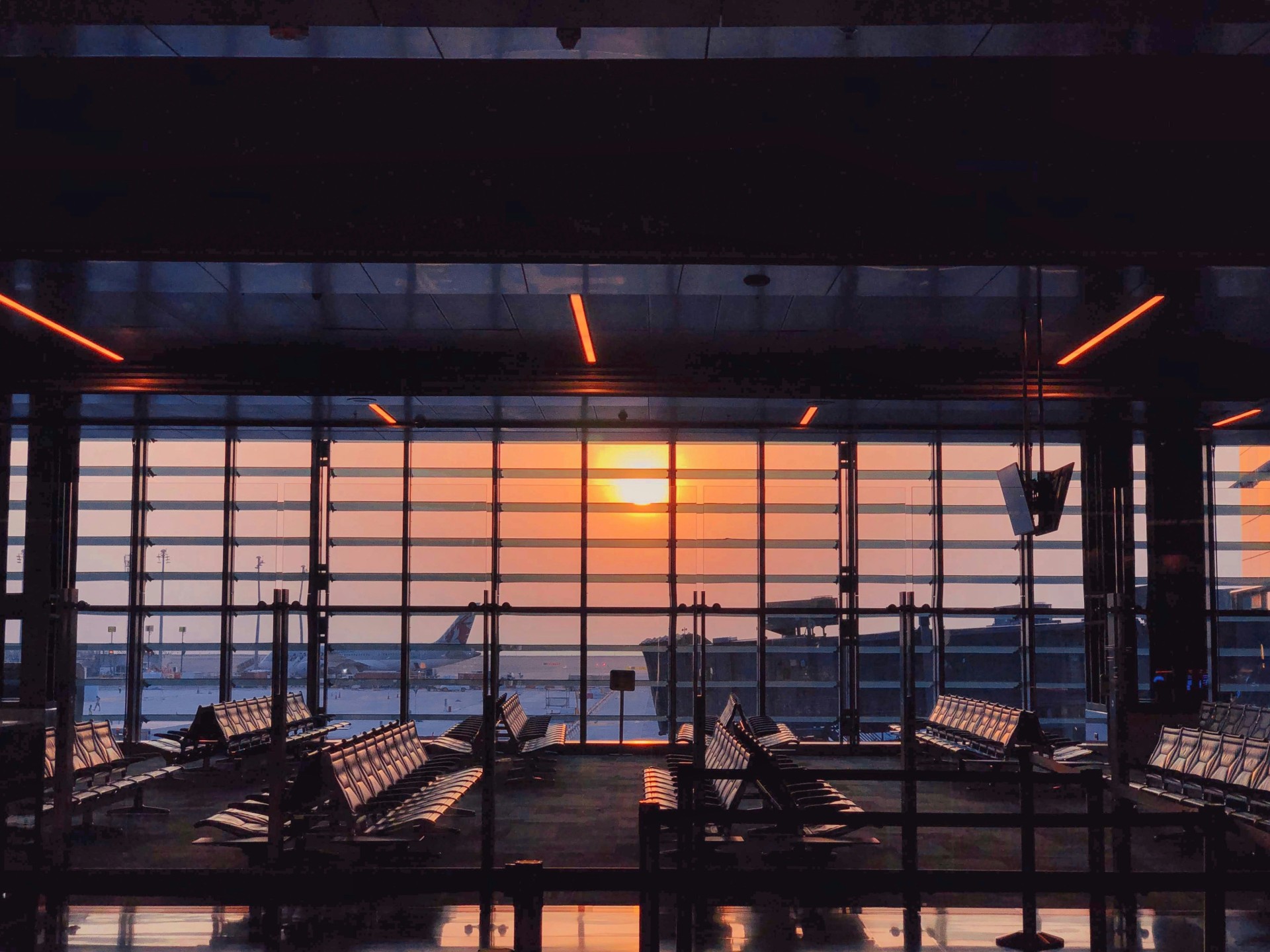 Airport terminal sunrise