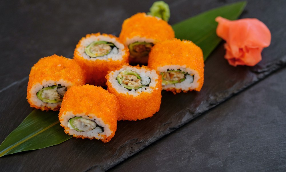 Sushi rolls with masago