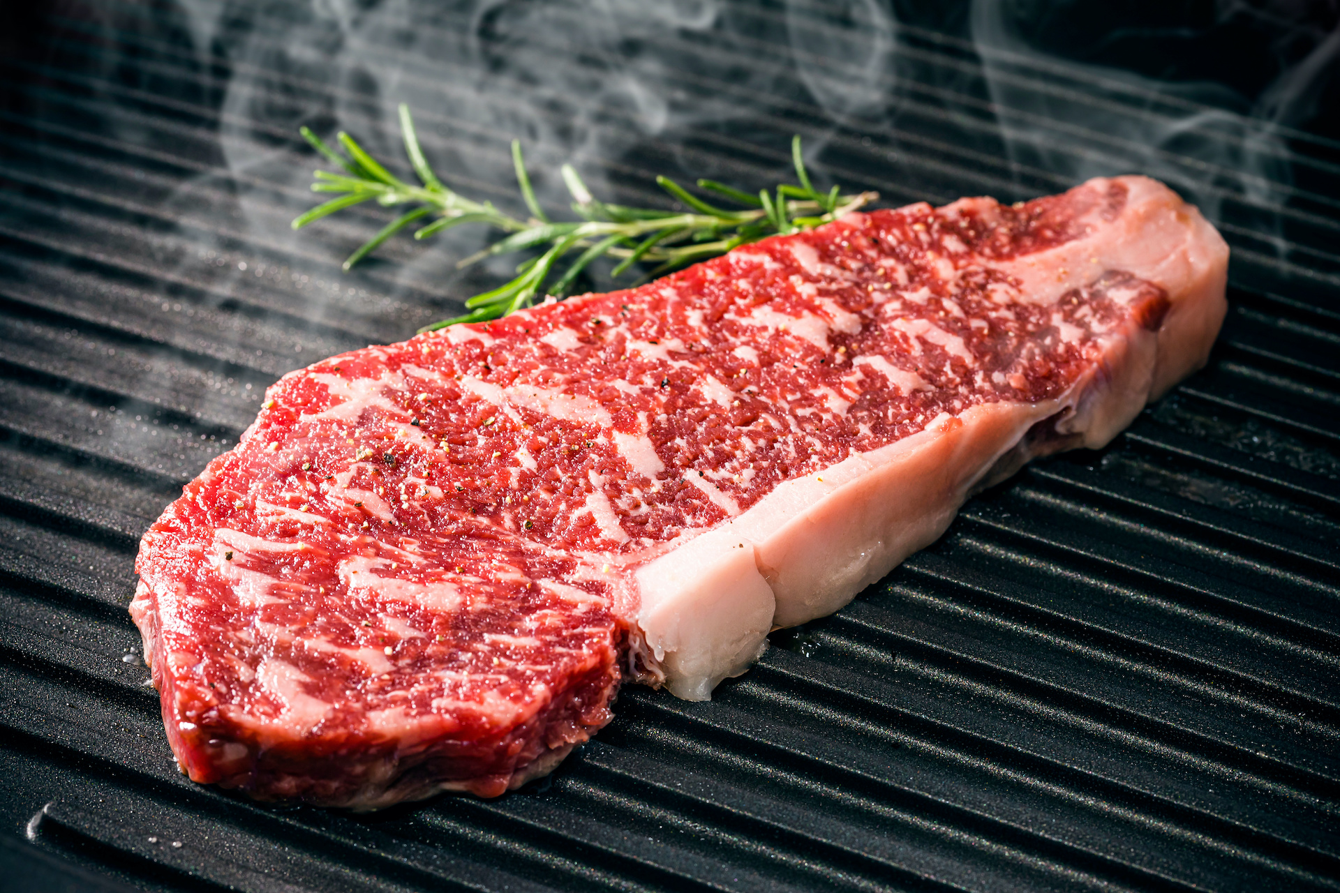 Wagyu steak on grill