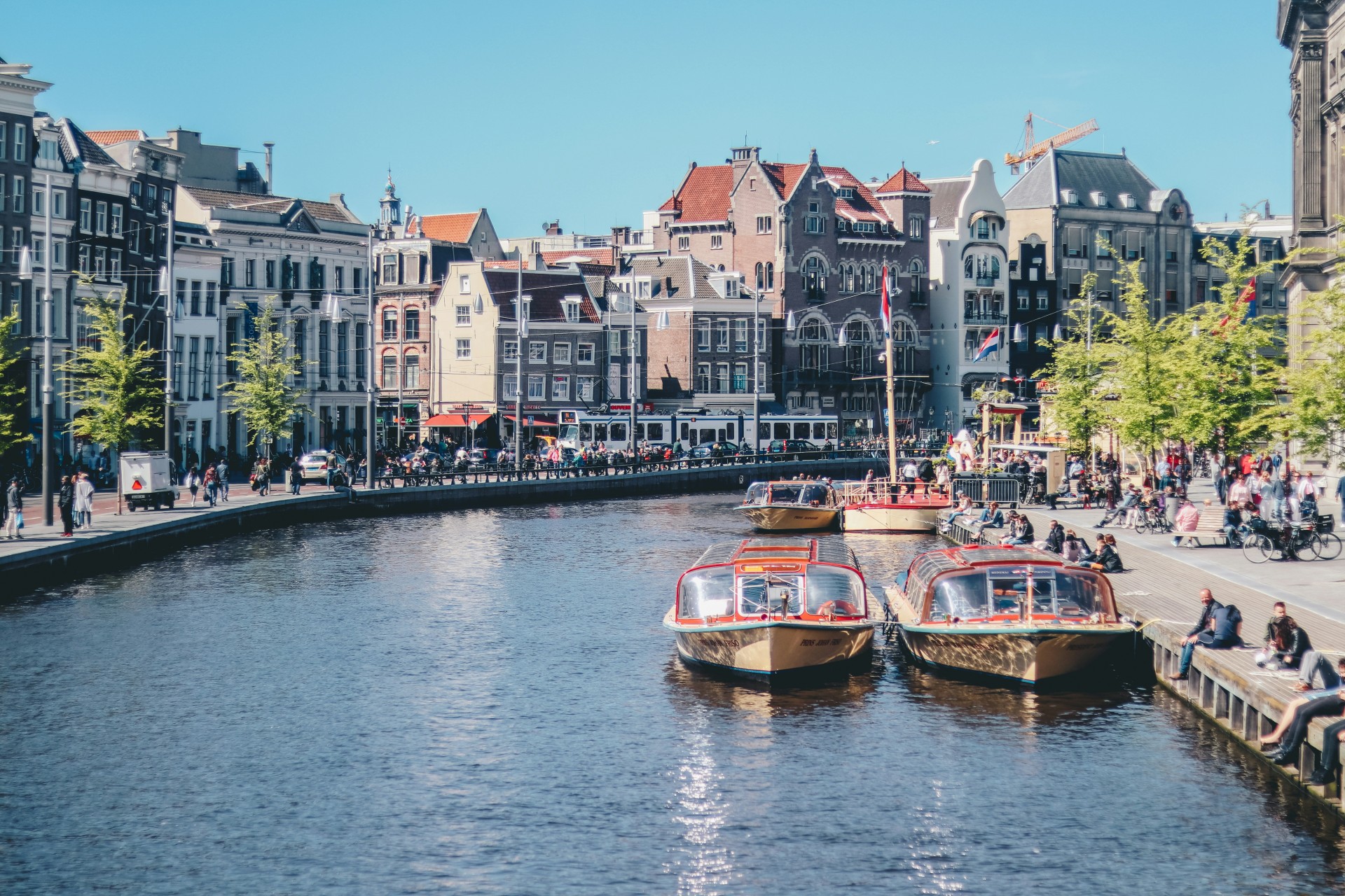 Amsterdam, Netherlands boats and canals