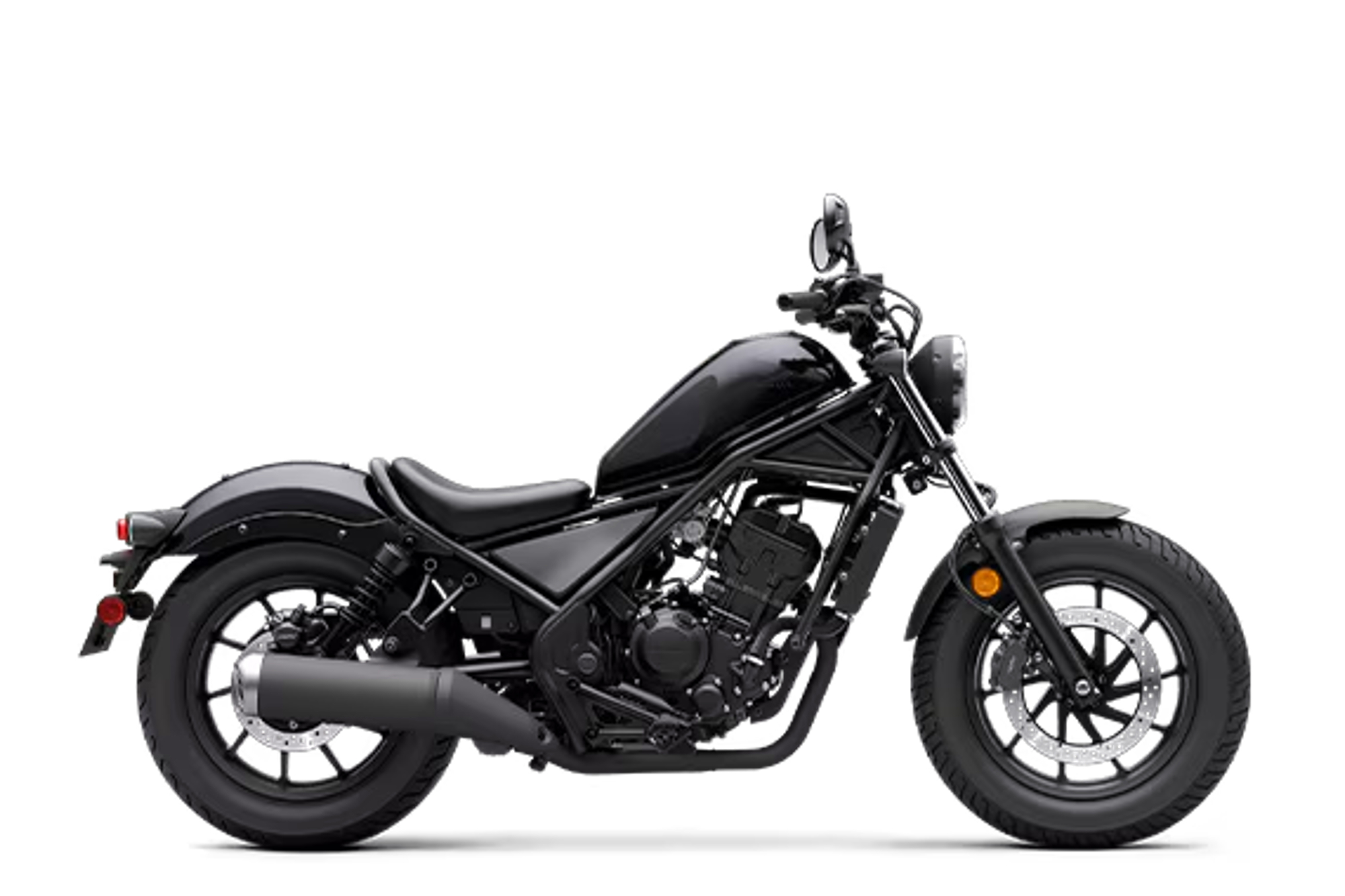 Honda Rebel 300 studio shot in Pearl Black.