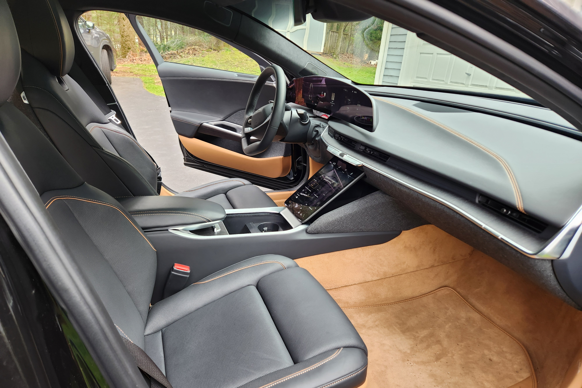 Lucid Air Touring front seat interior.