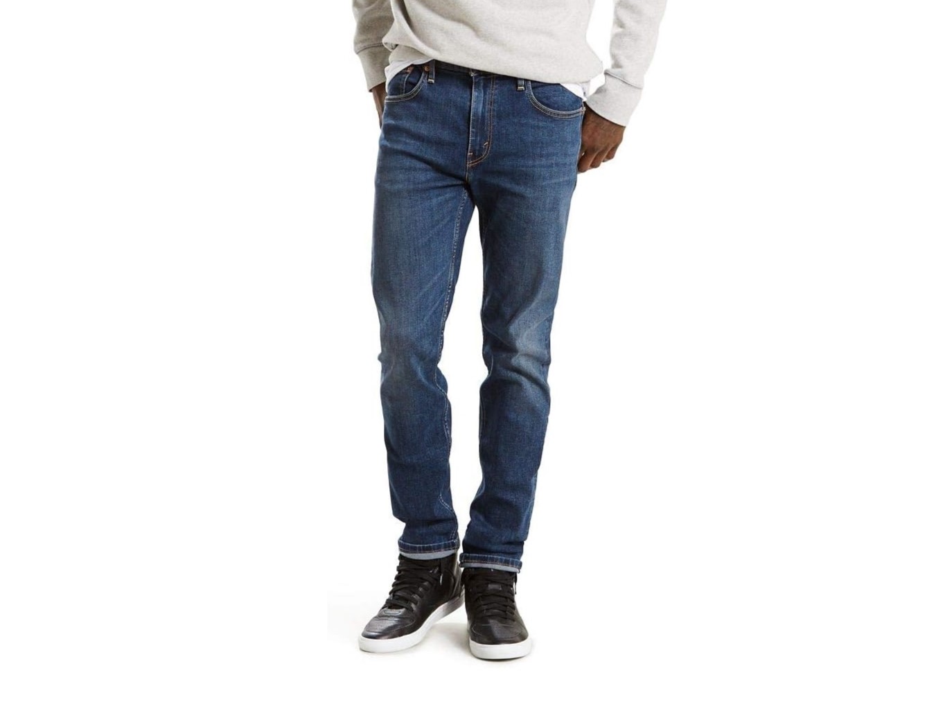 Men's 502 Taper Fit Jeans worn by model during early Prime Day deals