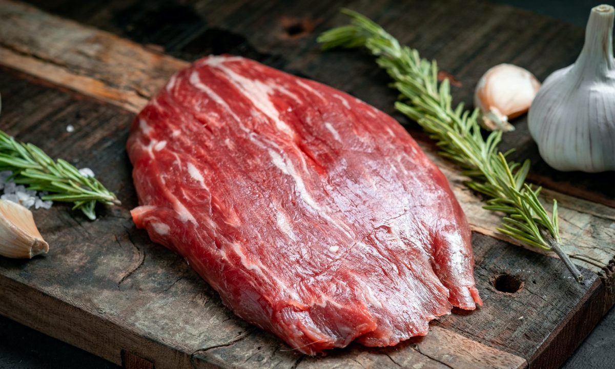 Raw flank steak