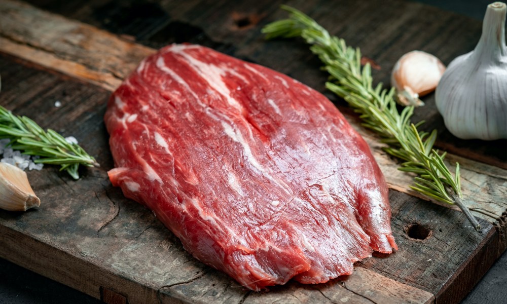 Raw flank steak