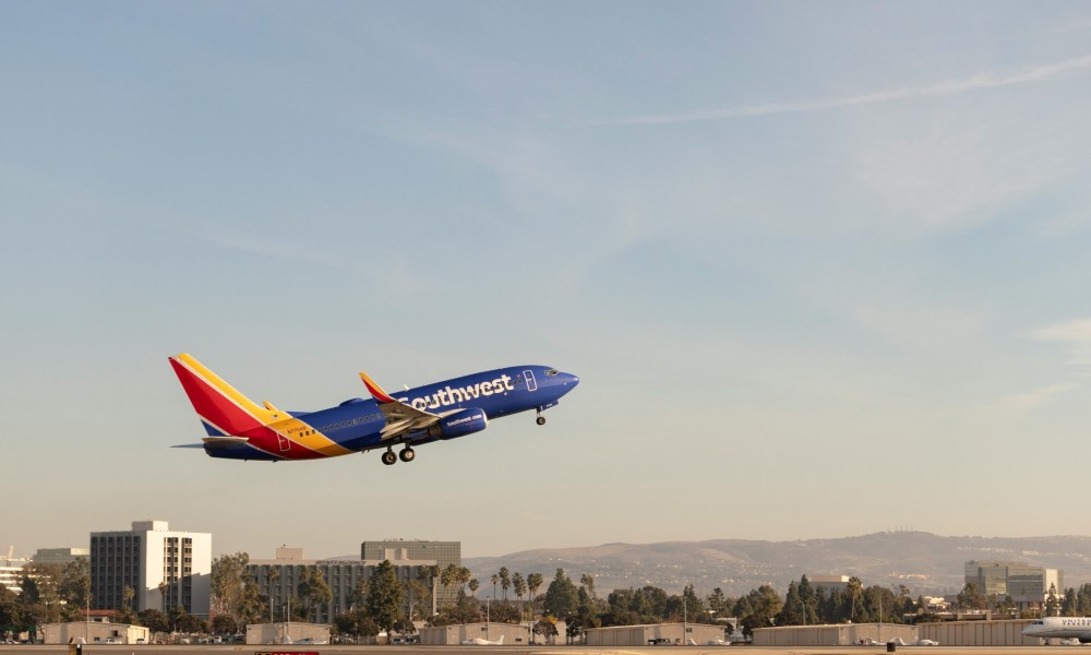 Southwest airplane taking off