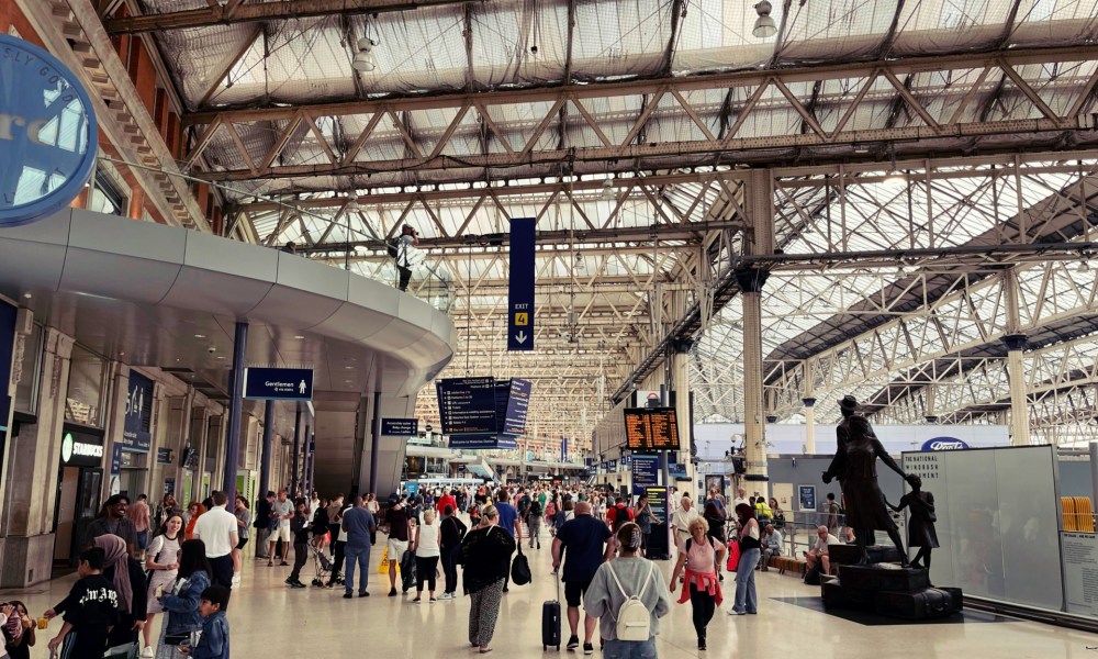 Passengers rushing through terminal