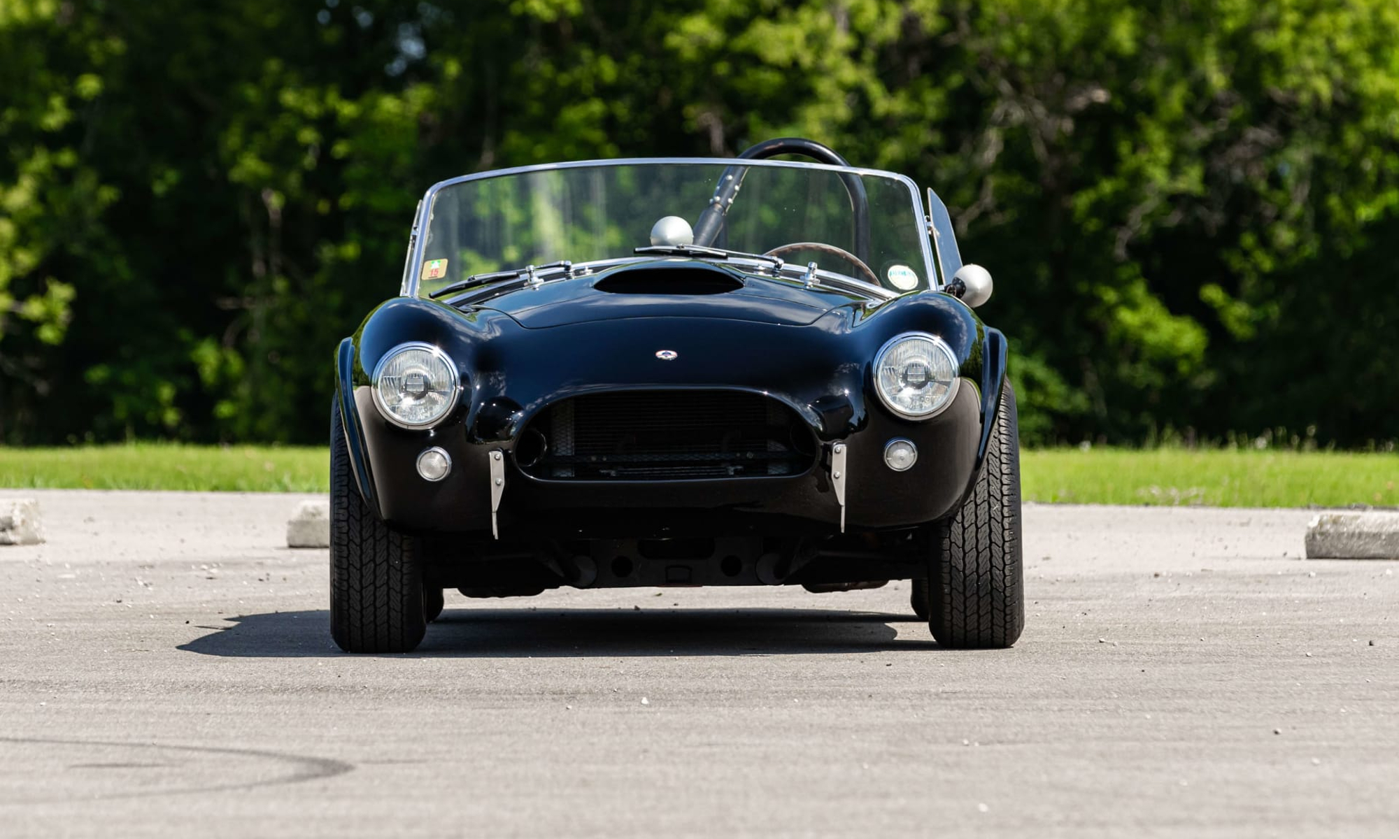 1963 Shelby 289 Cobra driven by Steve McQueen direct front view.