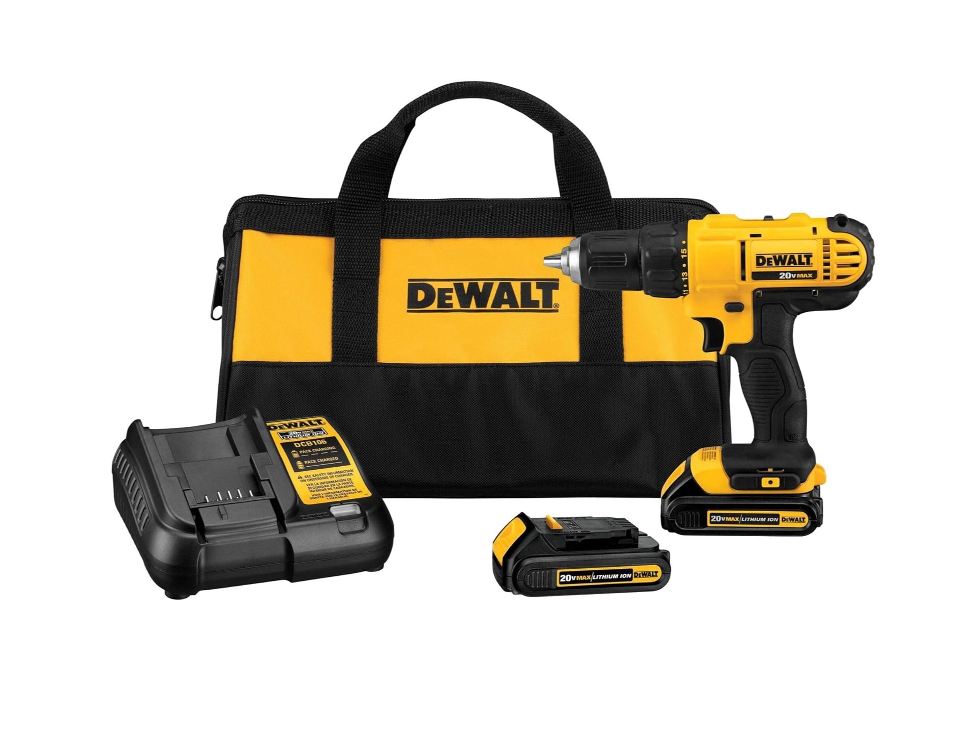 DEWALT 20v cordless drill deal on Amazon with bag and extra battery