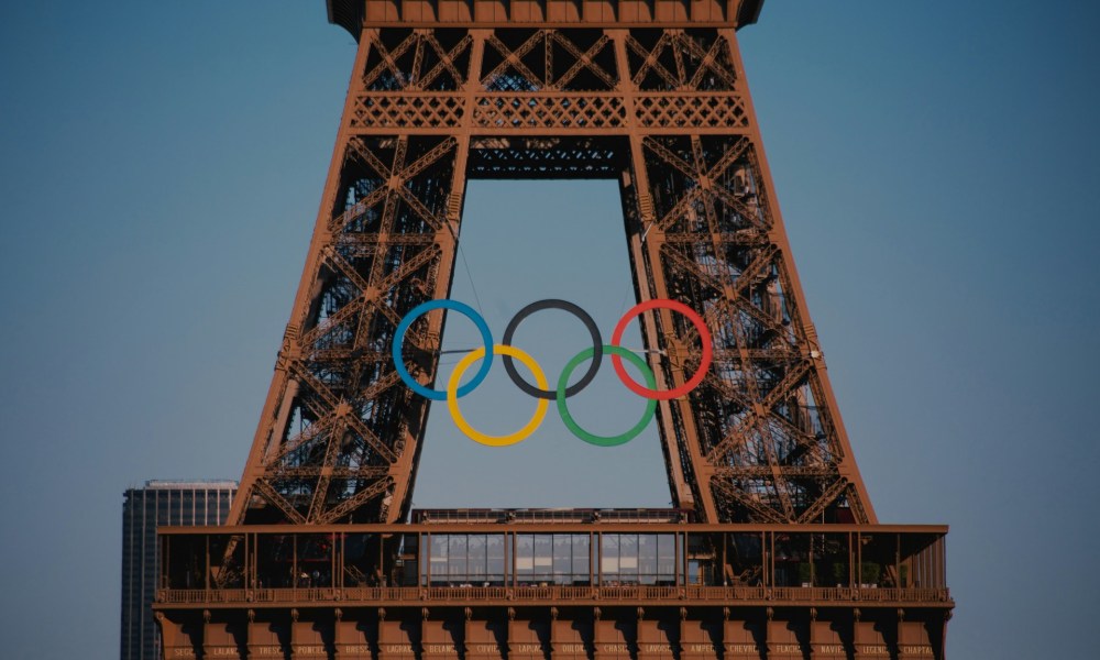 Olympics logo on Eiffel Tower