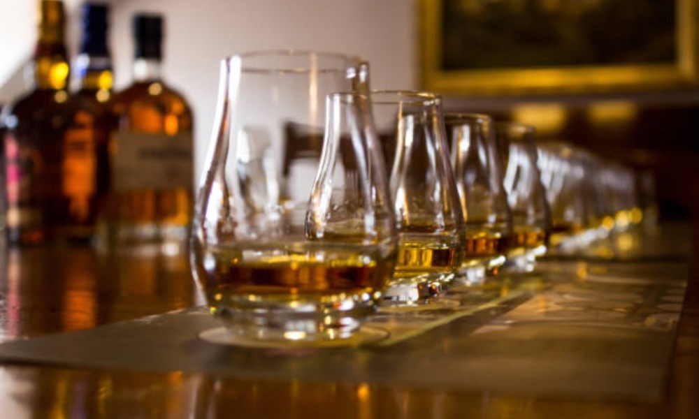 Glasses of Scotch lined up