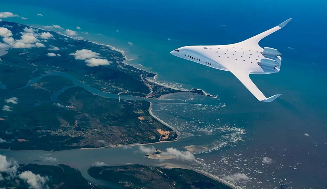 JetZero aircraft over the coast