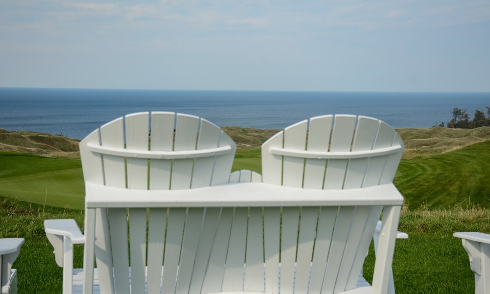 best golf courses in michigan overlooking the 18th hole  arcadia bluffs