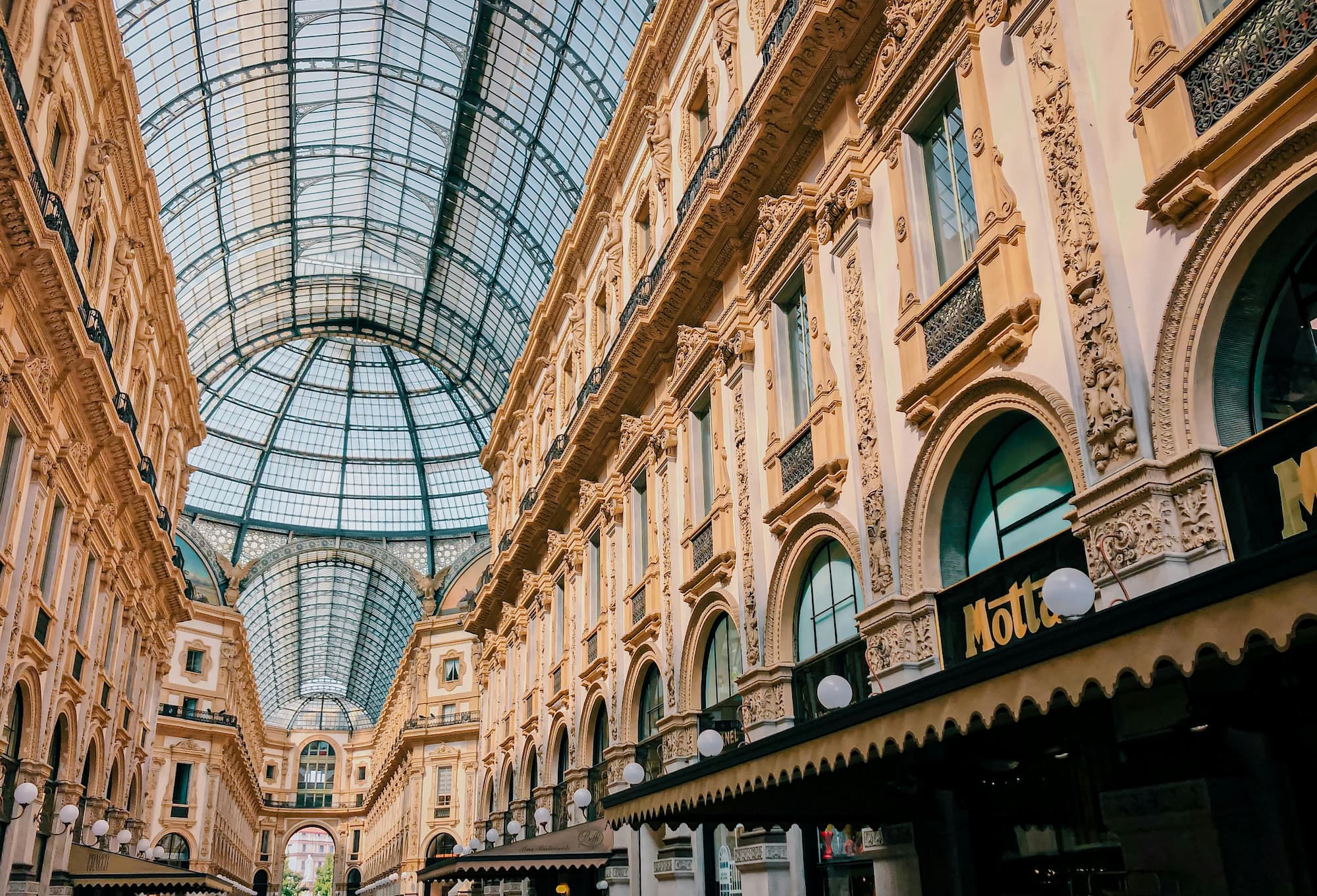 Inside of a building with brown walls, Milan, Italy