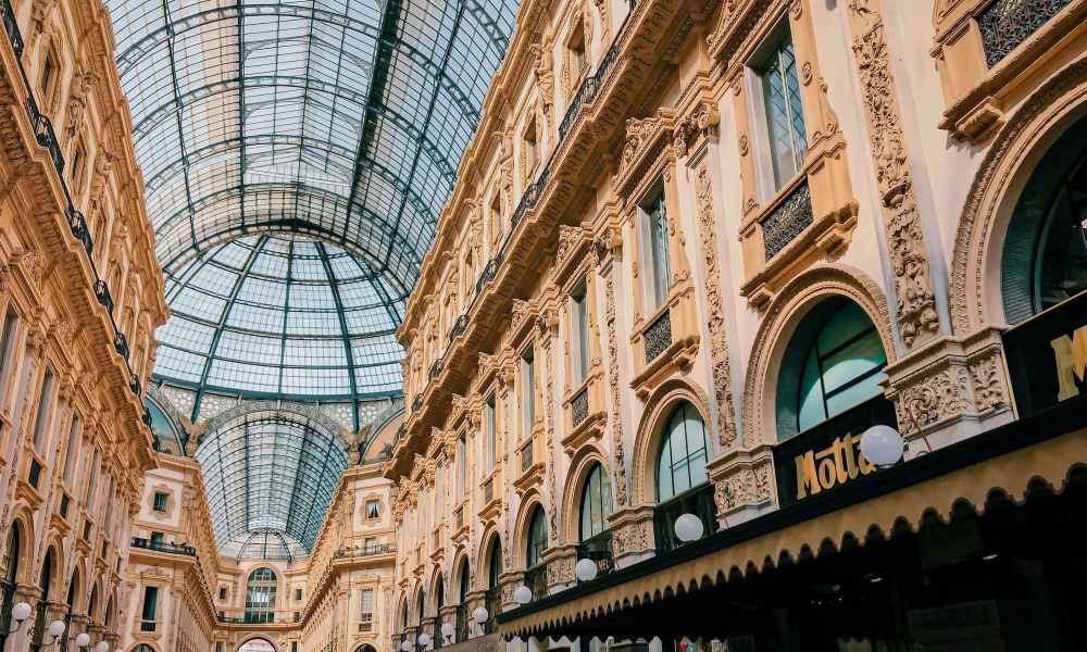 Inside of a building with brown walls, Milan, Italy