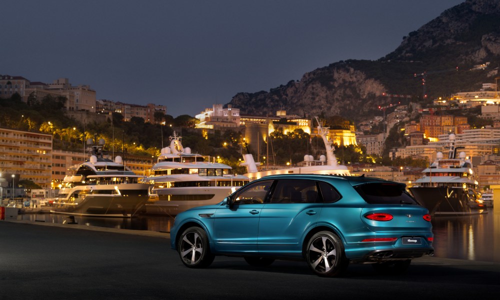 Bentayga EWB Azure Riviera Collection SUV with Monaco in the background.